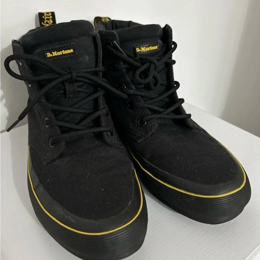 Dr Martens Docs Allana Black Canvas High Top Sneakers Boots Shoes-Womens 7 - Picture 2 of 9